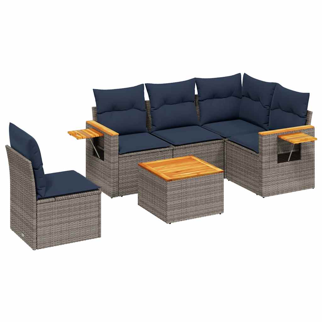 6 részes szürke polyrattan kerti ülőgarnitúra párnával