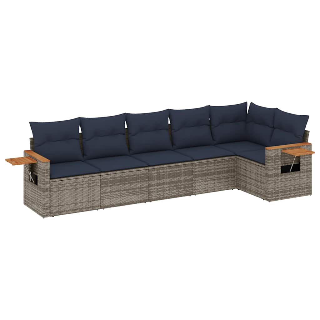 6 részes szürke polyrattan kerti ülőgarnitúra párnával