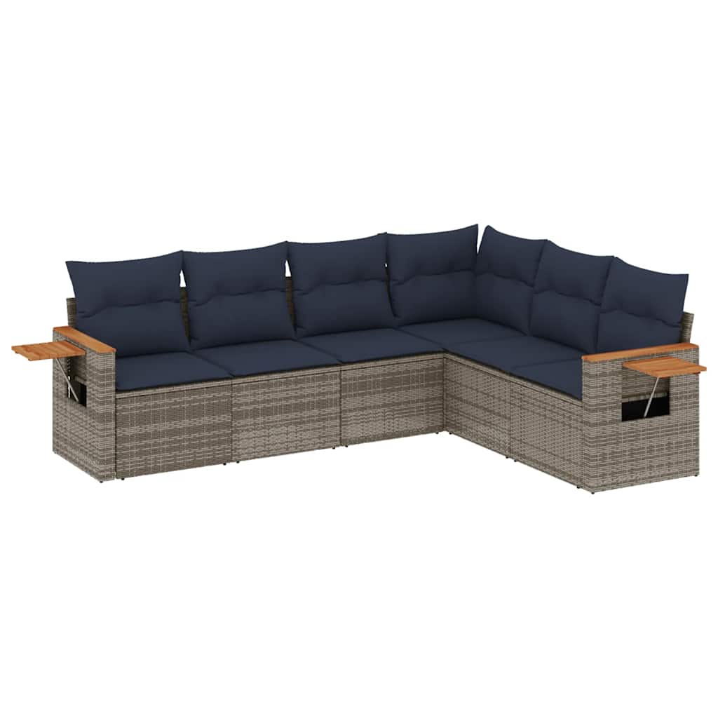 6 részes szürke polyrattan kerti ülőgarnitúra párnával