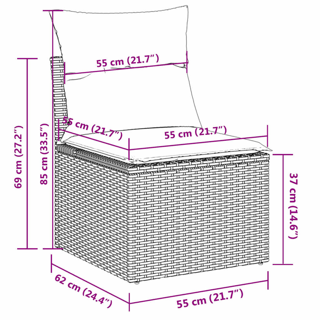 6 részes szürke polyrattan kerti ülőgarnitúra párnával