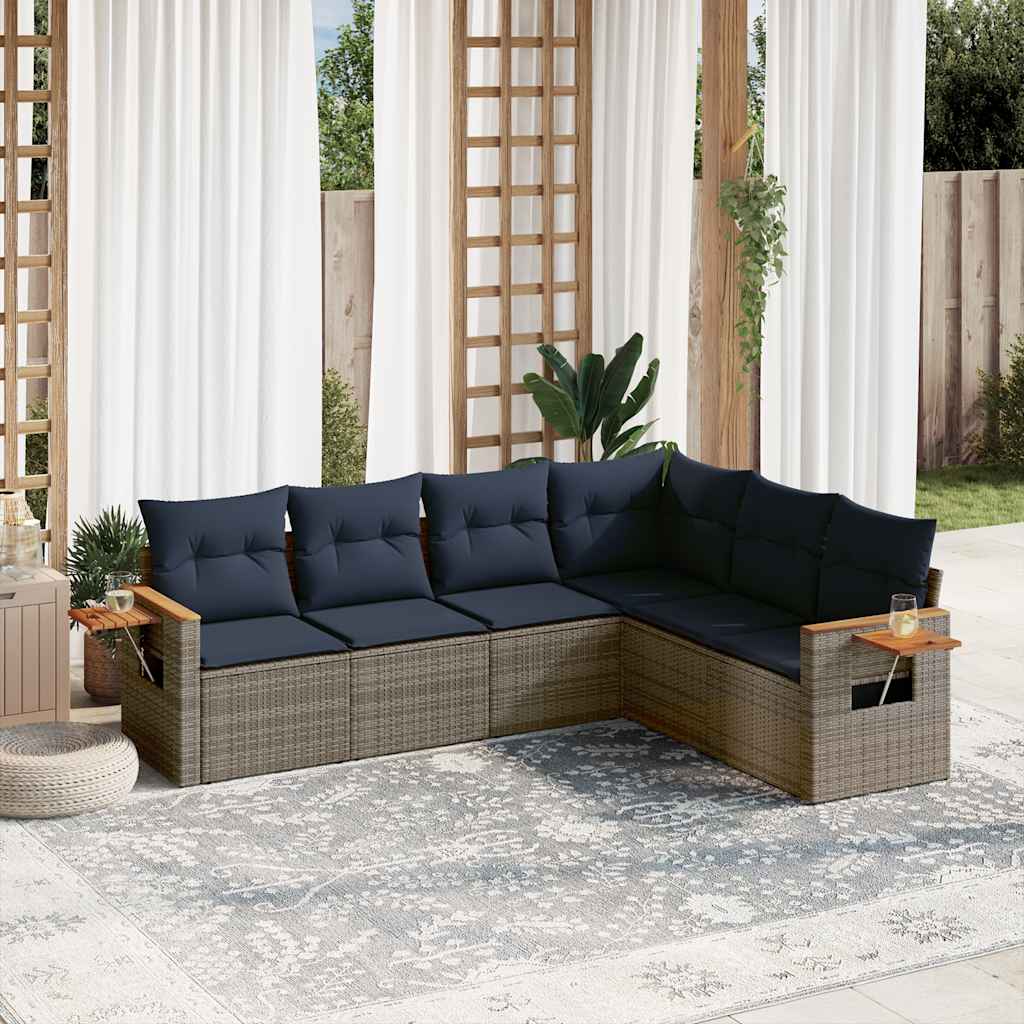 6 részes szürke polyrattan kerti ülőgarnitúra párnával