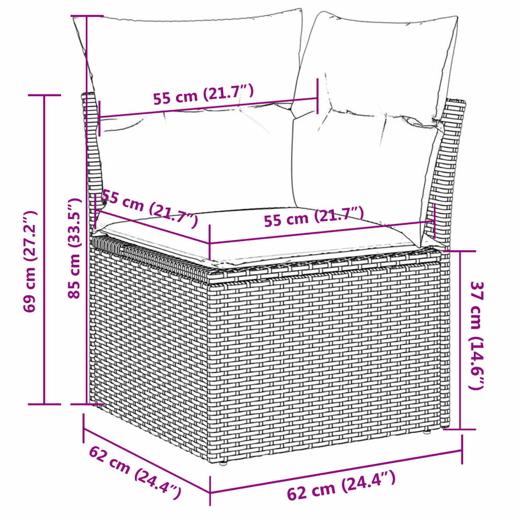 9 részes szürke polyrattan kerti ülőgarnitúra párnával