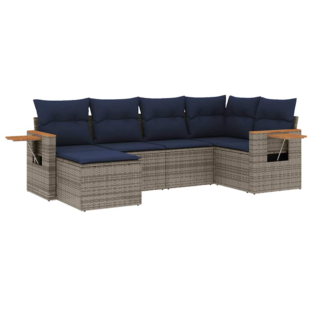 6 részes szürke polyrattan kerti ülőgarnitúra párnával