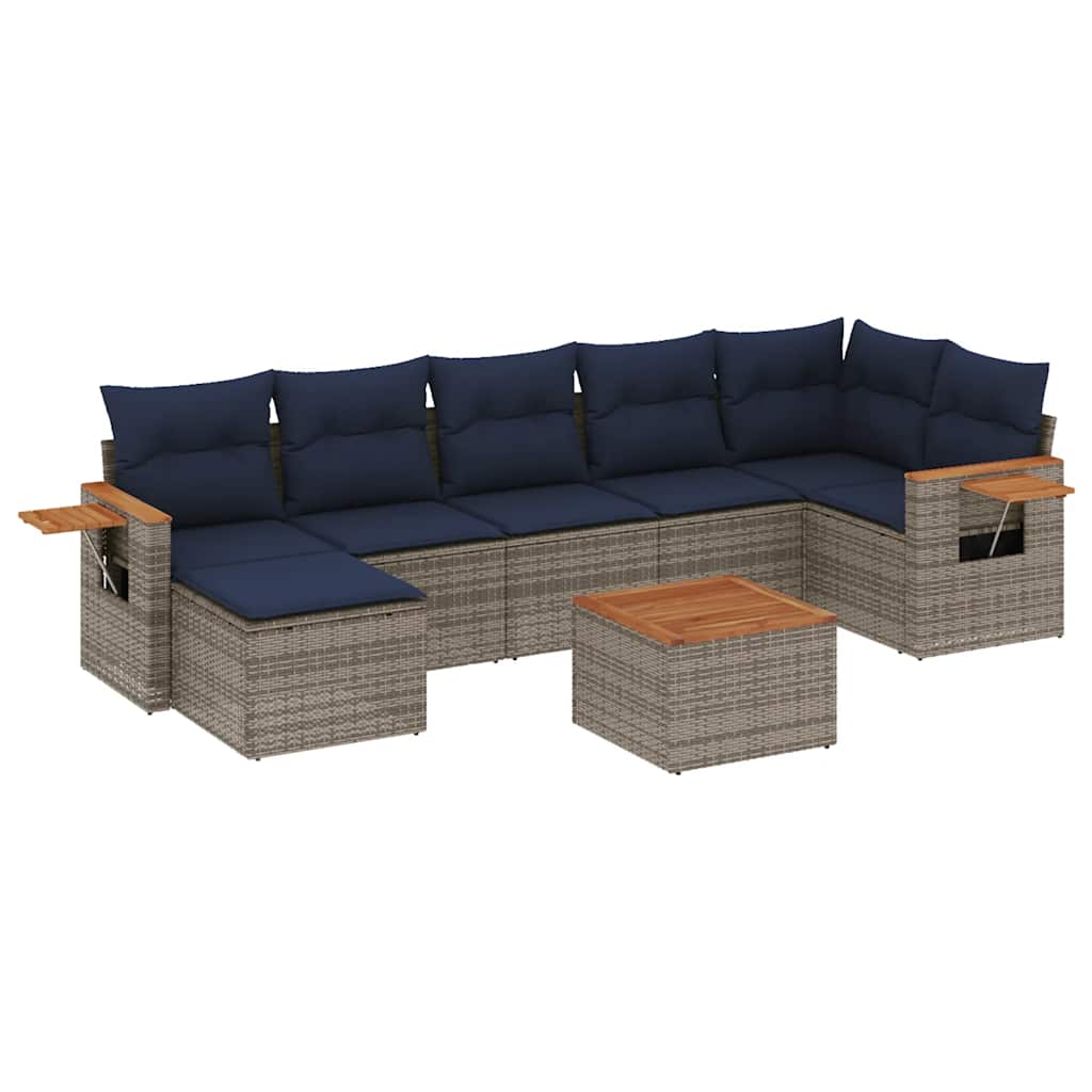 8 részes szürke polyrattan kerti ülőgarnitúra párnával