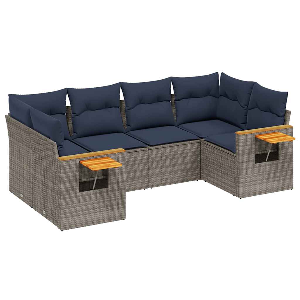 6 részes szürke polyrattan kerti ülőgarnitúra párnával