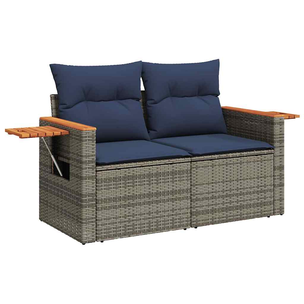 10 részes szürke polyrattan kerti ülőgarnitúra párnával