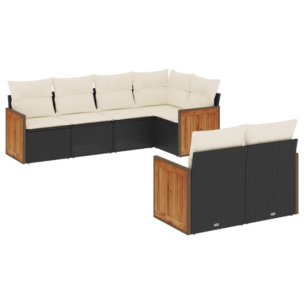 7 részes fekete polyrattan kerti ülőgarnitúra párnával