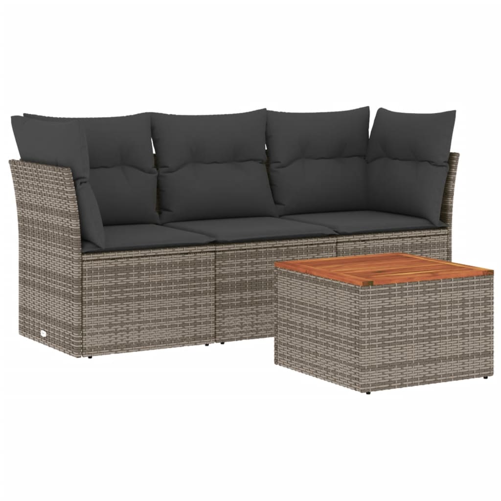 4 részes szürke polyrattan kerti ülőgarnitúra párnákkal