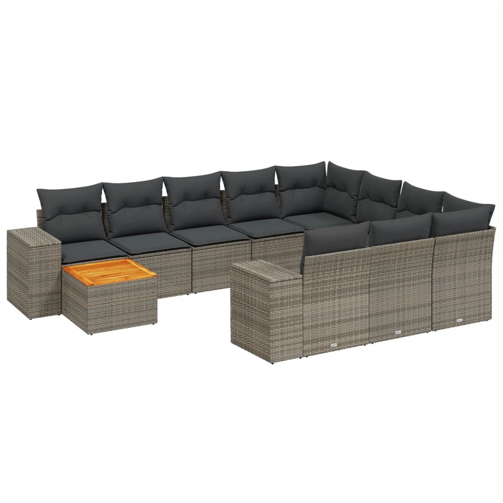 11 részes szürke polyrattan kerti ülőgarnitúra párnákkal