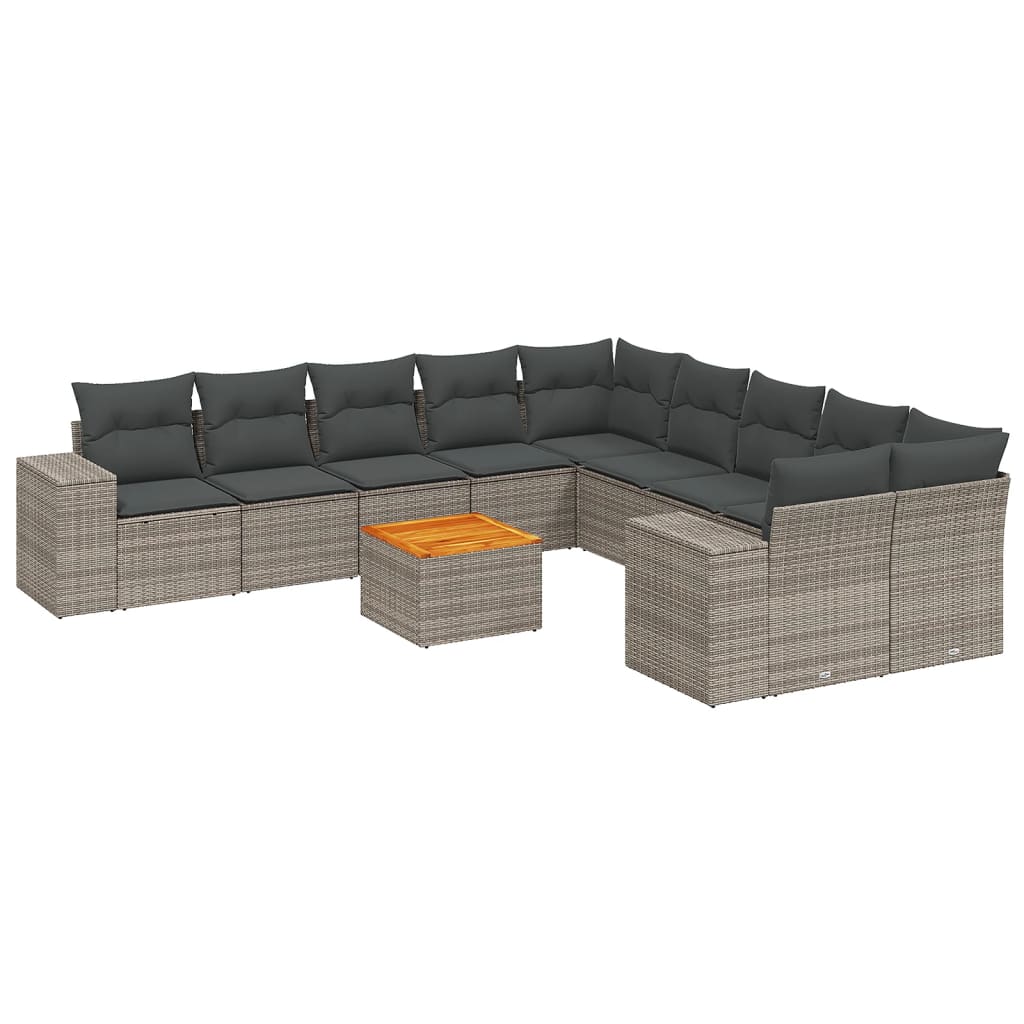 11 részes szürke polyrattan kerti ülőgarnitúra párnákkal