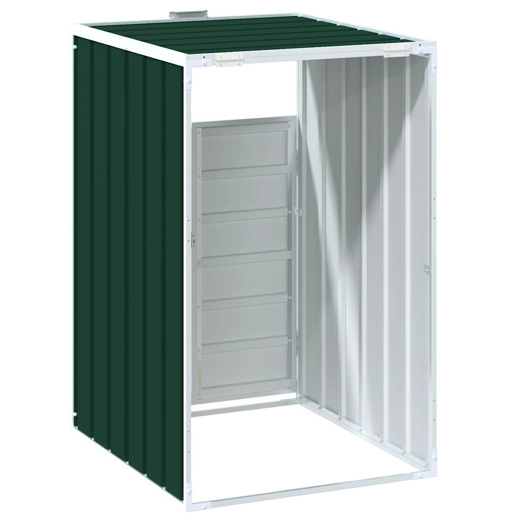 zöld acél kerekes szemetes tároló 1 szemeteskukához 72 x 81 x 115 cm