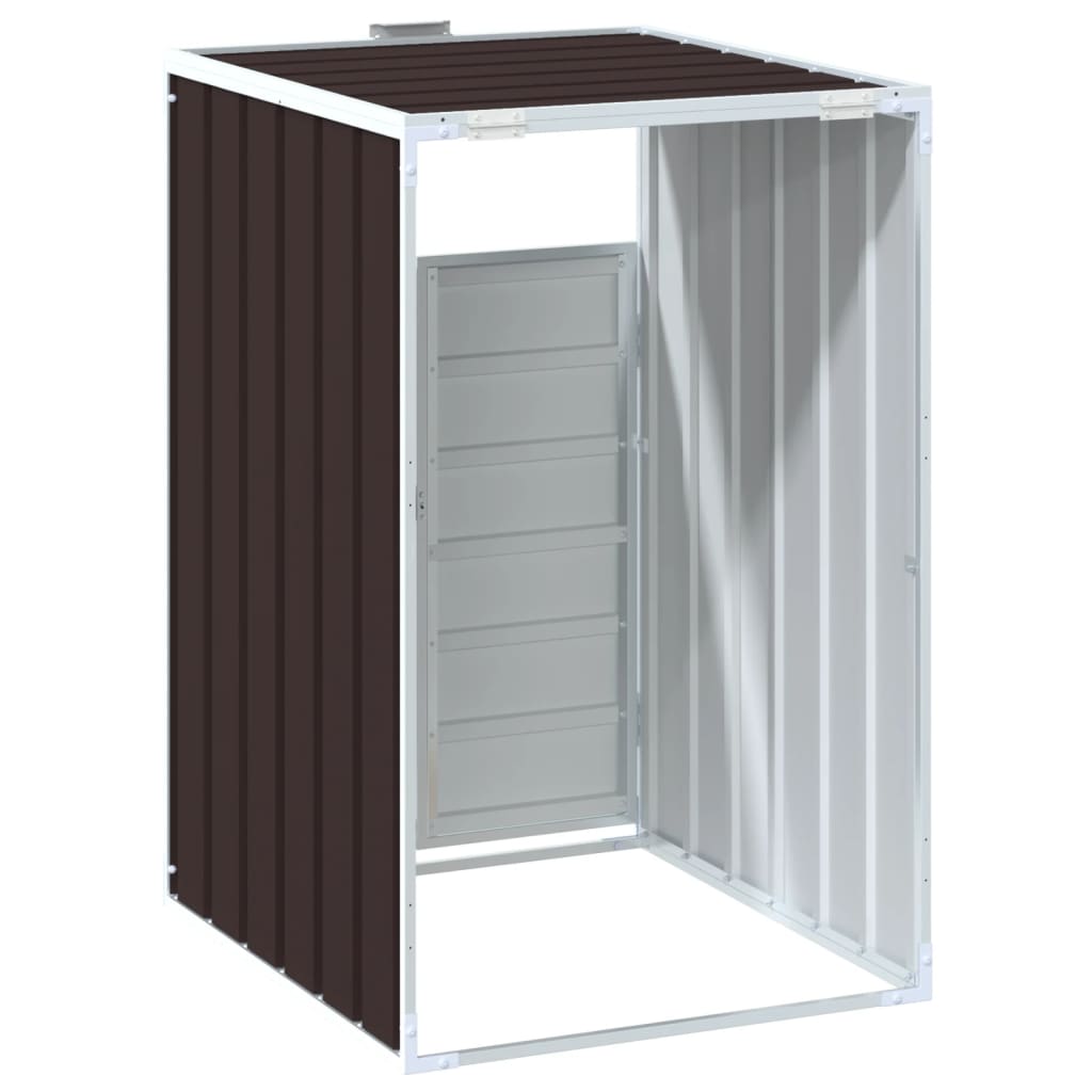 barna acél kerekes szemetes tároló 1 szemeteskukához 72 x 81 x 115 cm