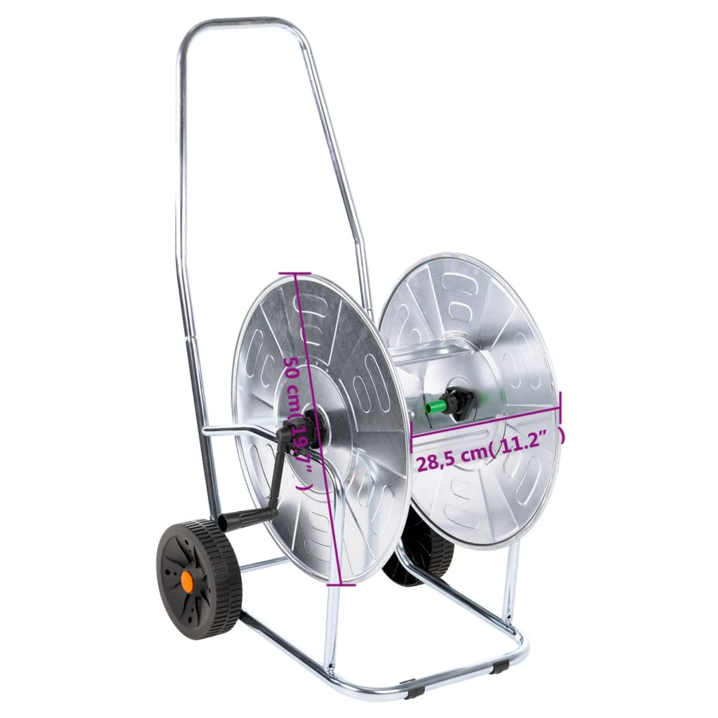 acél kerekes tömlődob 80 m 3/4" tömlőhöz