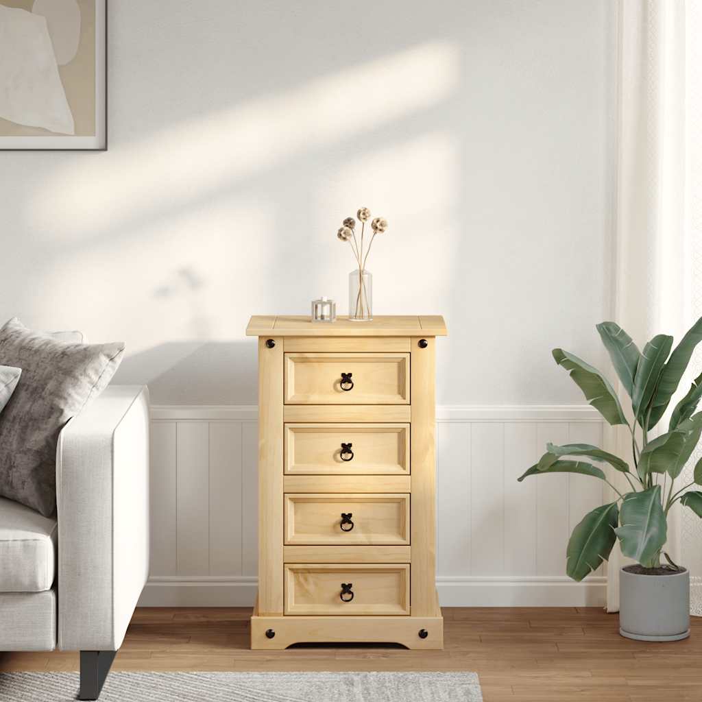 Corona tömör fenyőfa éjjeliszekrény 53x39x84cm