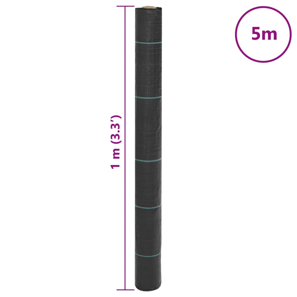 fekete PP talajtakaró membrán 1x5 m