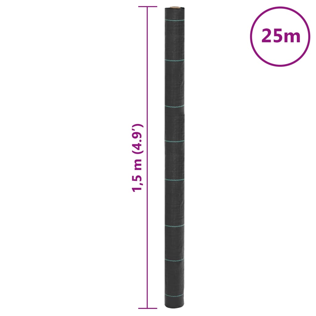 fekete PP talajtakaró membrán 1,5x25 m