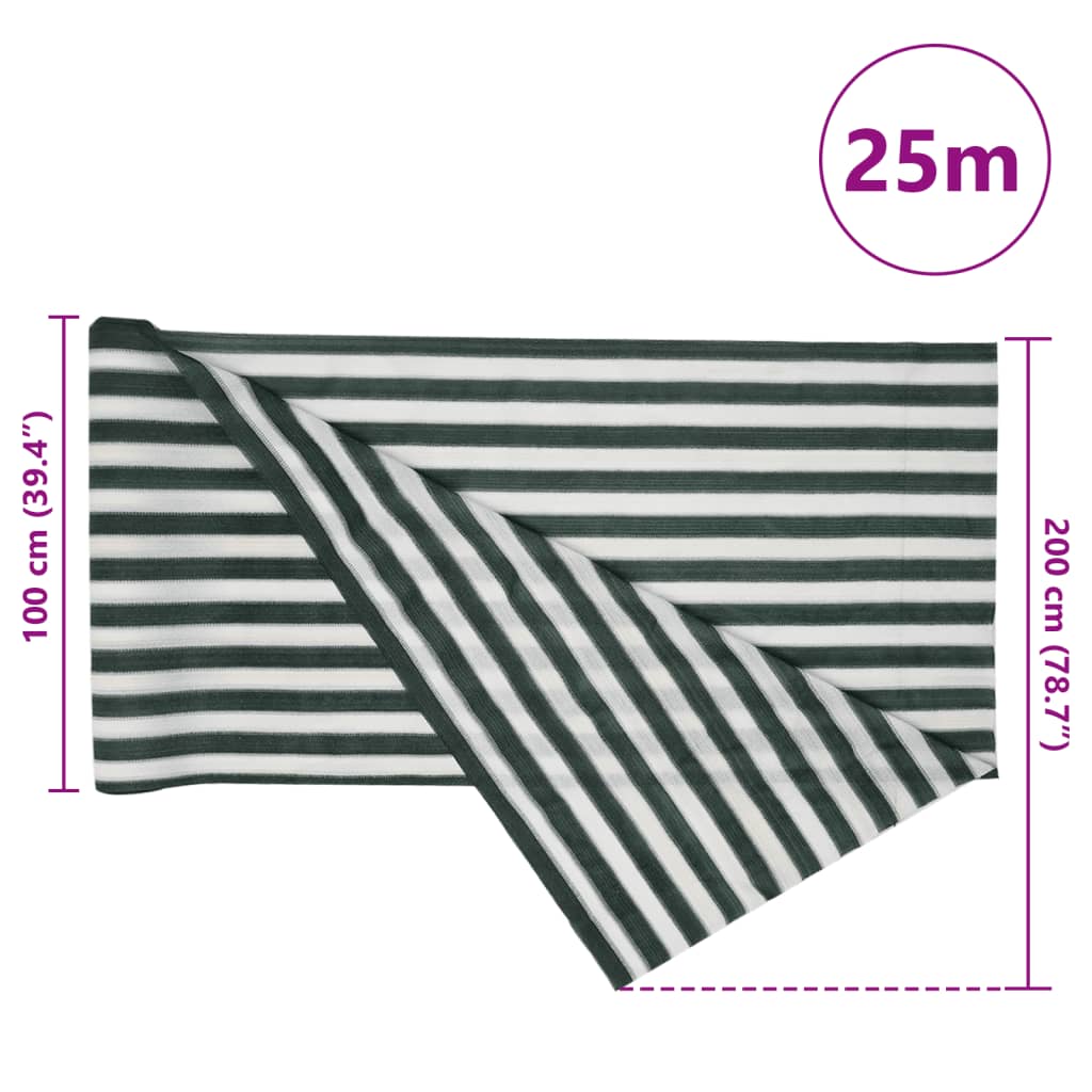 zöld és fehér HDPE belátásgátló háló 2 x 25 m 150 g/m²