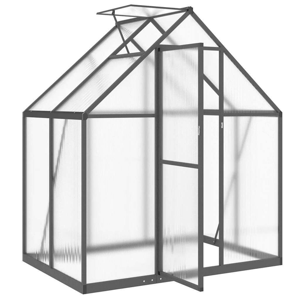 antracitszürke alumínium melegház alapvázzal 169 x 114 x 195 cm