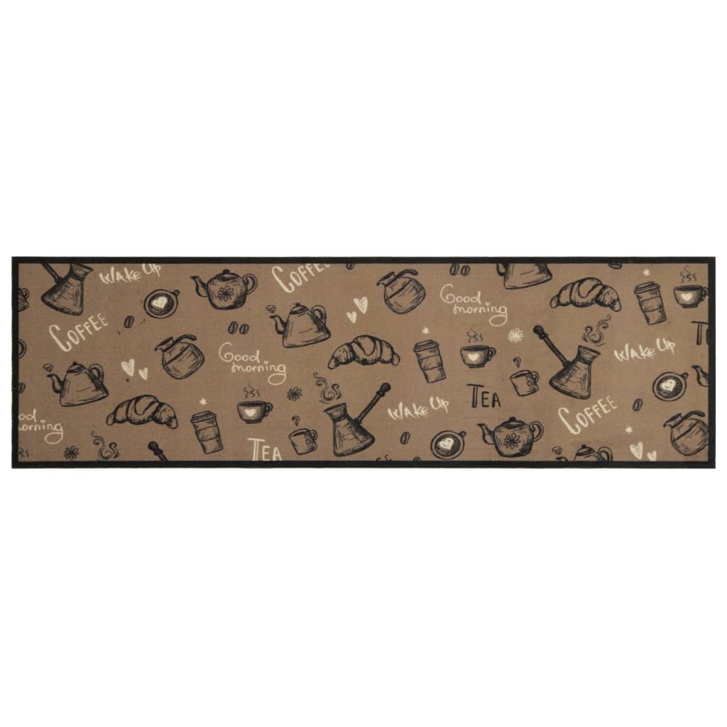barna reggeli mintás mosható bársony konyhaszőnyeg 45x150 cm