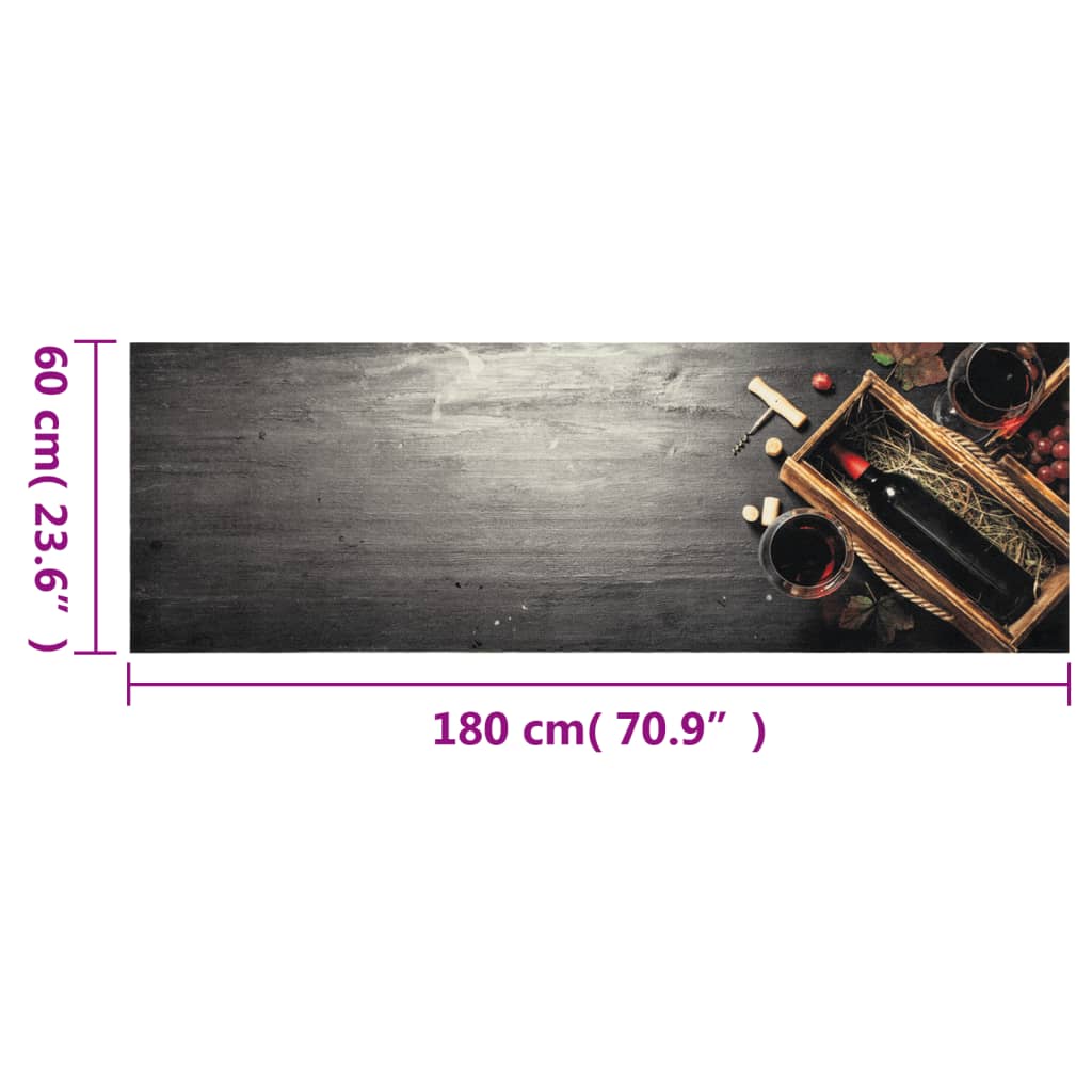 mosható boros üveg mintás bársony konyhai szőnyeg 60x180 cm
