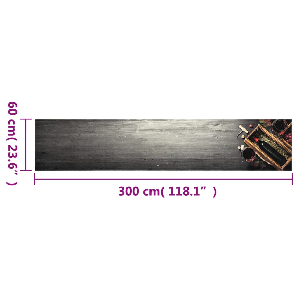 mosható boros üveg mintás bársony konyhai szőnyeg 60x300 cm