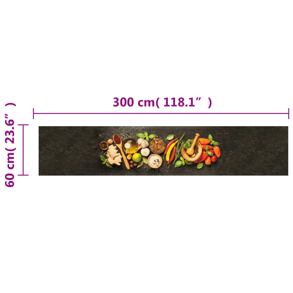 mosható fűszermintás bársony konyhaszőnyeg 60 x 300 cm