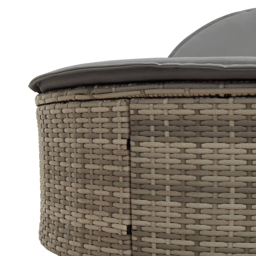 szürke polyrattan dupla napozóágy párnával