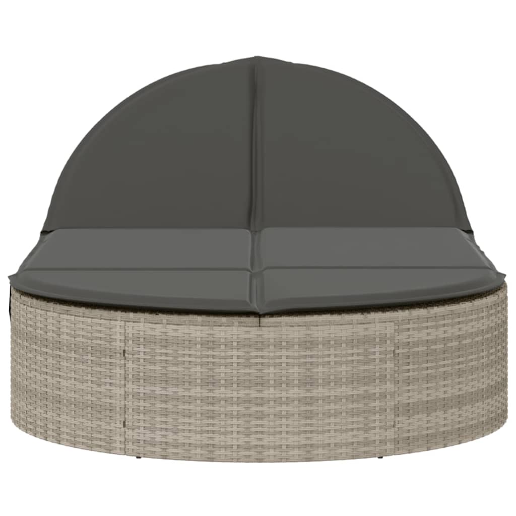 világosszürke polyrattan dupla napozóágy párnával