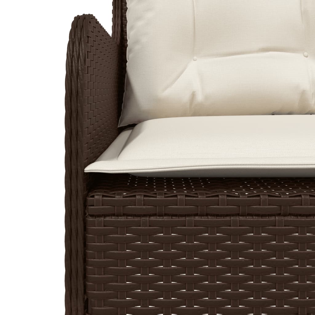 barna polyrattan L-alakú kerti kanapé párnákkal