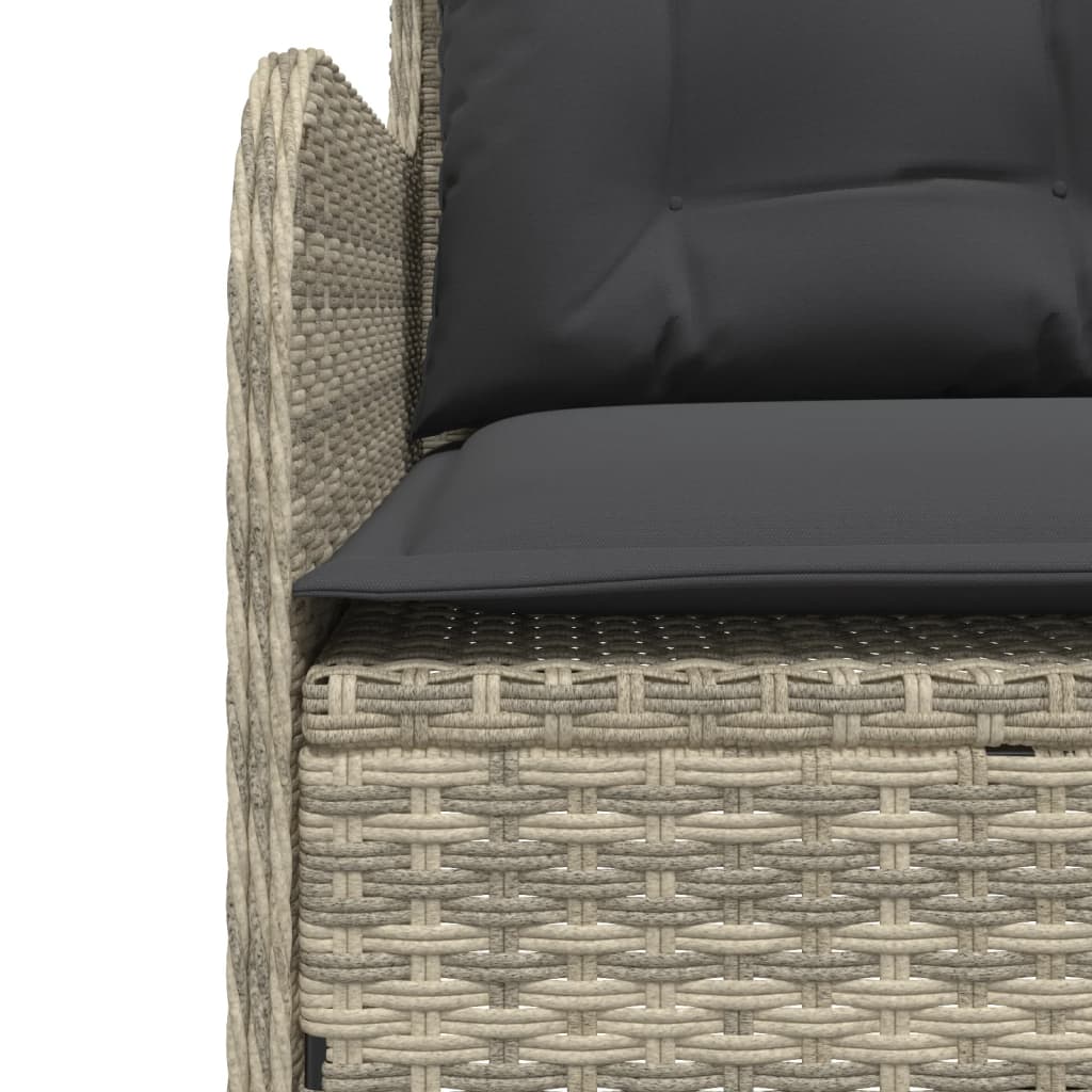 világosszürke polyrattan L-alakú kerti kanapé párnákkal
