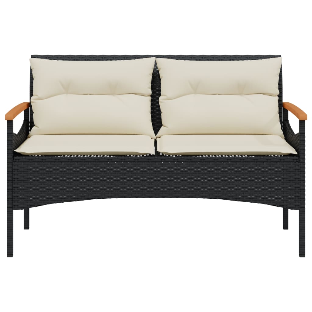 4 részes fekete polyrattan kerti ülőgarnitúra párnákkal