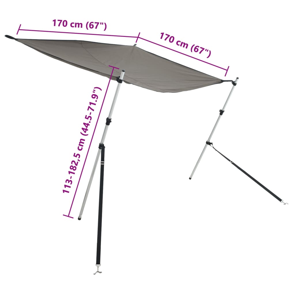 antracit T-alakú árnyékolóhosszabbító 170x170x(113-182,5) cm