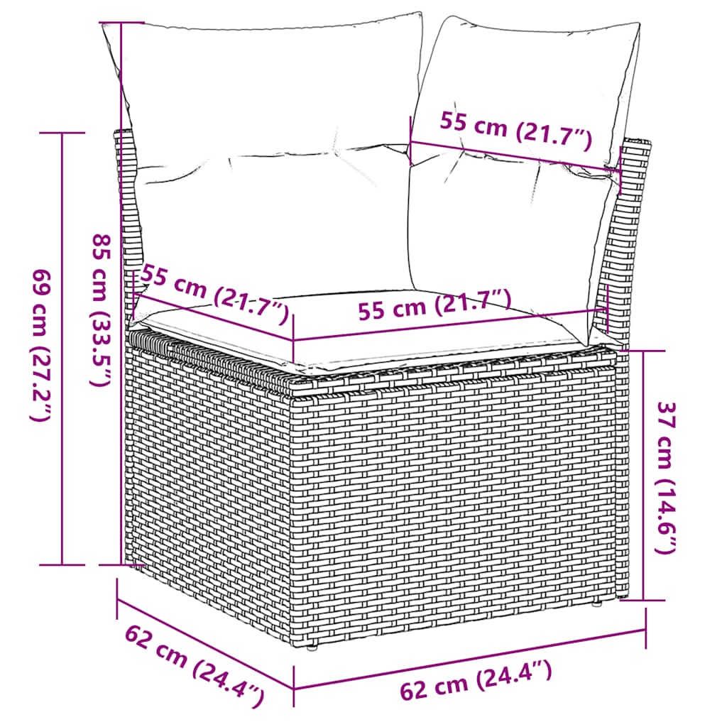 7 részes barna polyrattan kerti ülőgarnitúra párnákkal