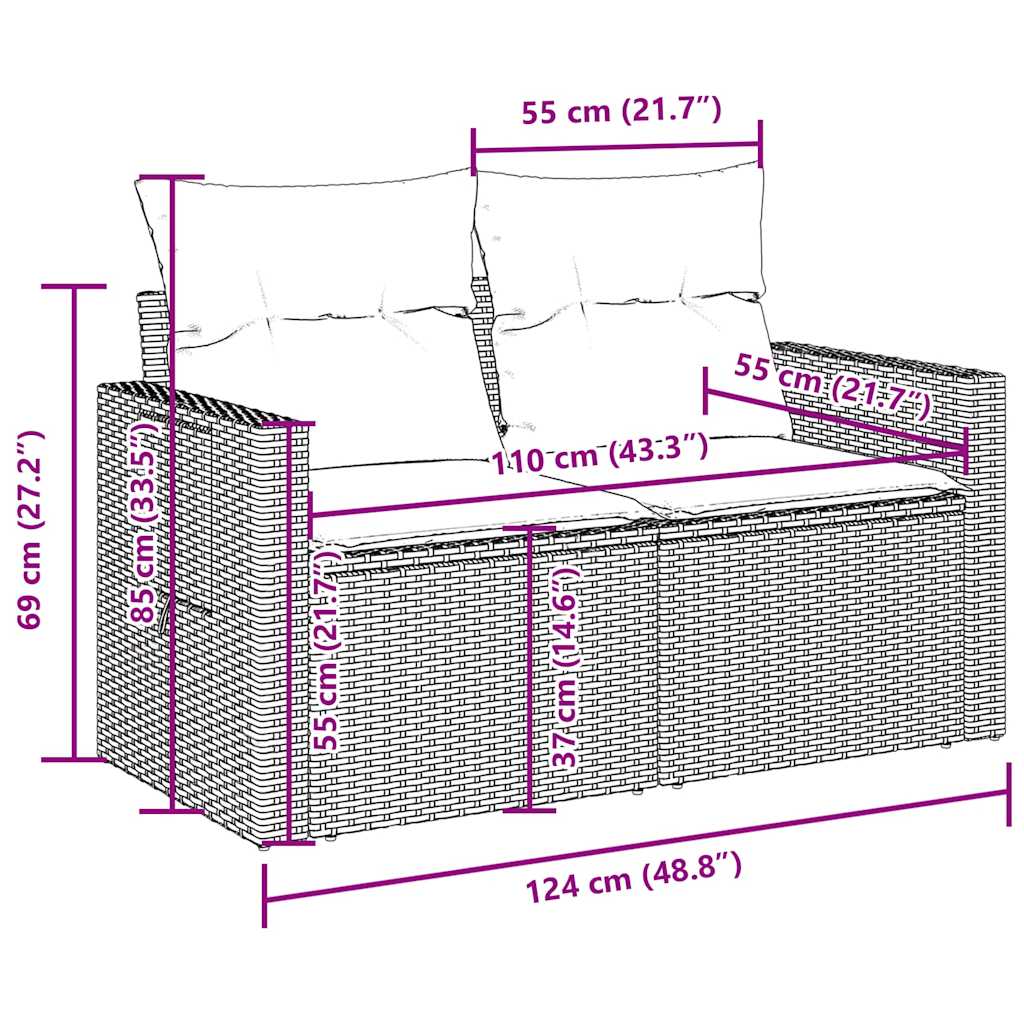 6 részes barna polyrattan kerti ülőgarnitúra párnával
