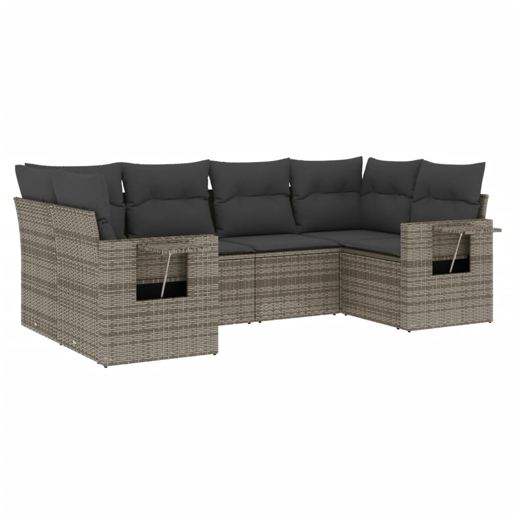 6 részes szürke polyrattan kerti ülőgarnitúra párnákkal