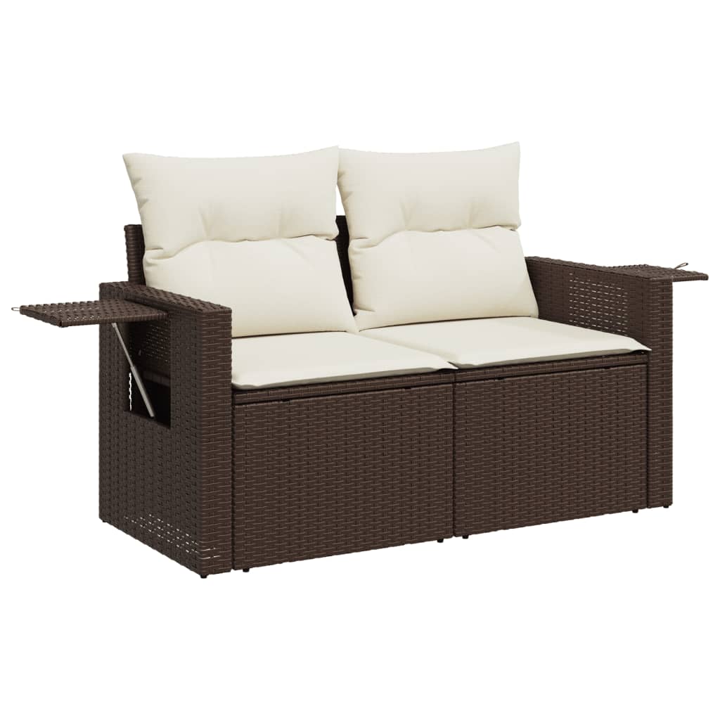 11 részes barna polyrattan kerti ülőgarnitúra párnákkal