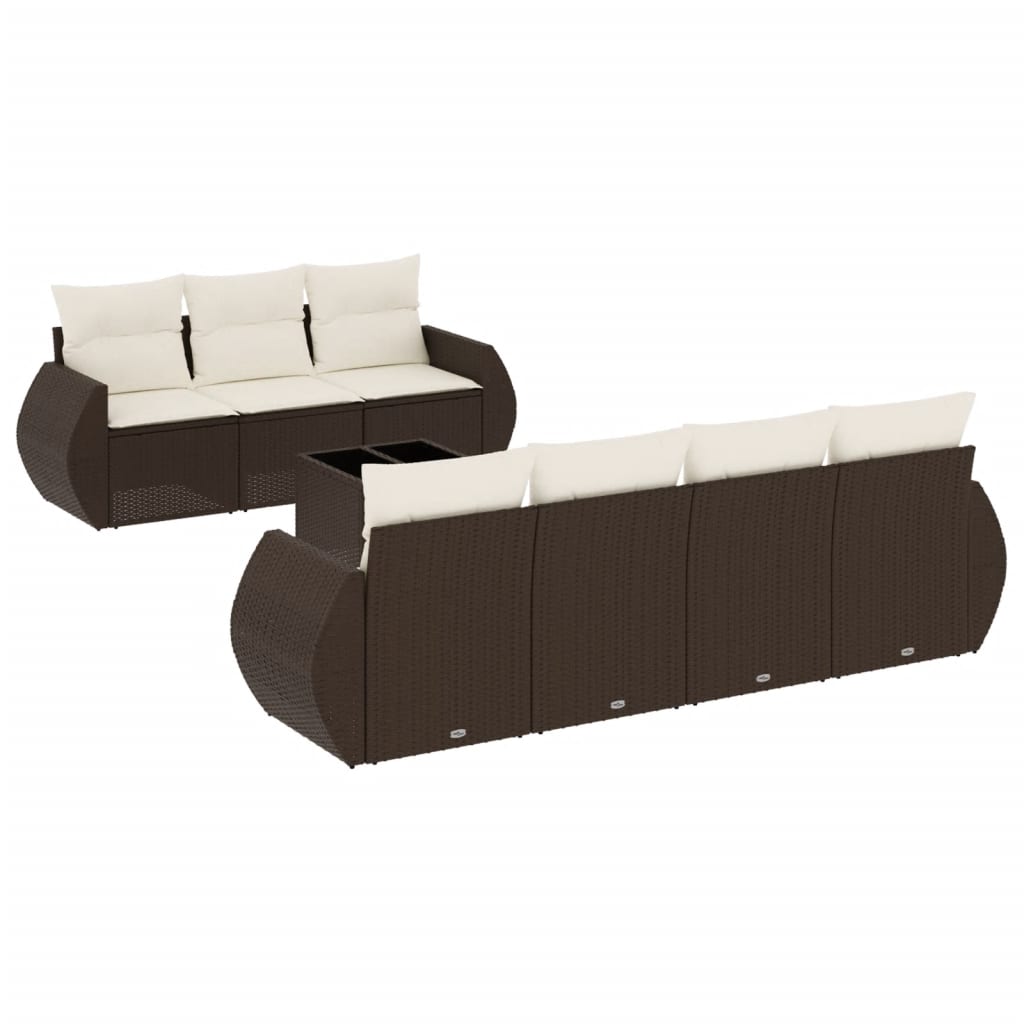 8 részes barna polyrattan kerti ülőgarnitúra párnákkal