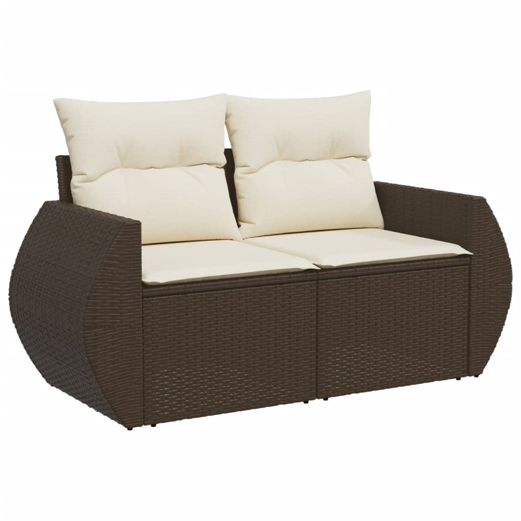 9 részes barna polyrattan kerti ülőgarnitúra párnákkal