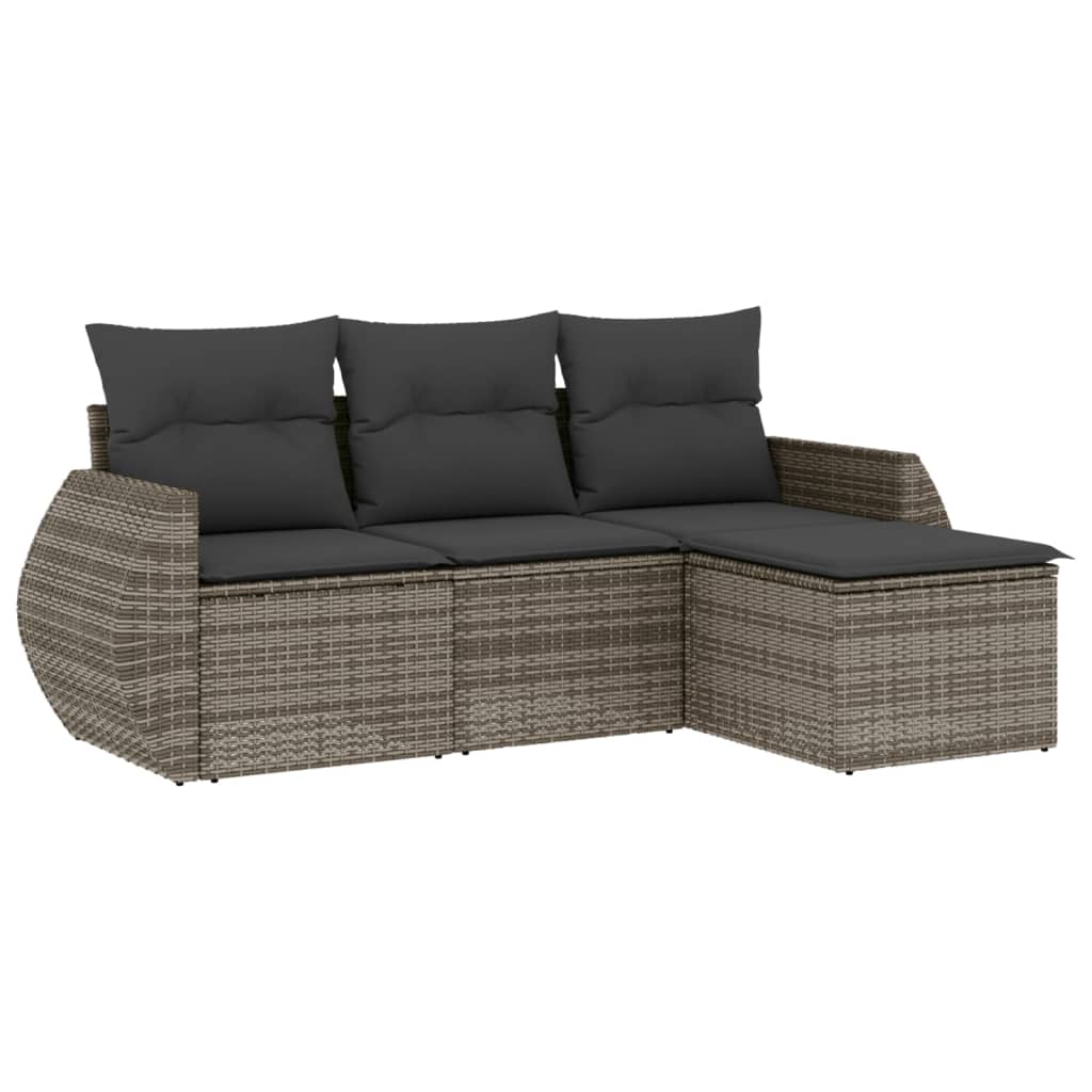 4 részes szürke polyrattan kerti ülőgarnitúra párnákkal