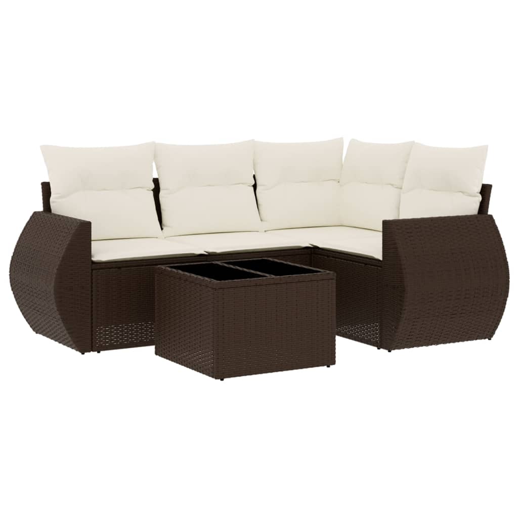 5 részes barna polyrattan kerti ülőgarnitúra párnával