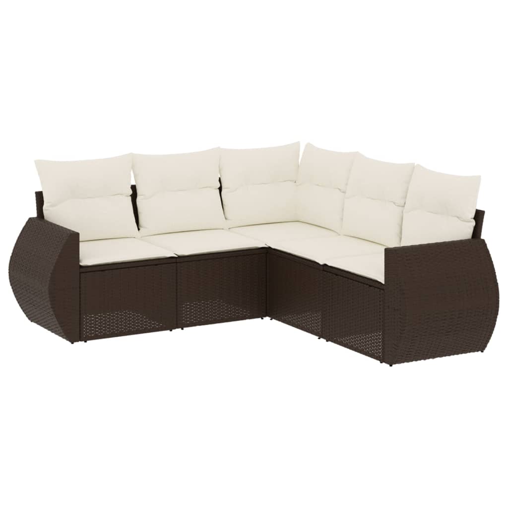 5 részes barna polyrattan kerti ülőgarnitúra párnával