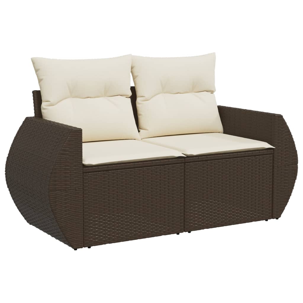 7 részes barna polyrattan kerti ülőgarnitúra párnákkal