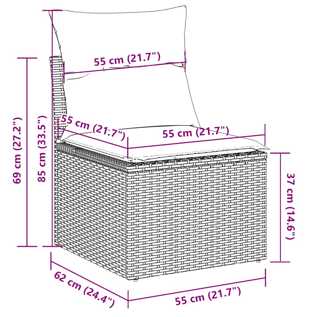 8 részes világosszürke polyrattan kerti ülőgarnitúra párnával