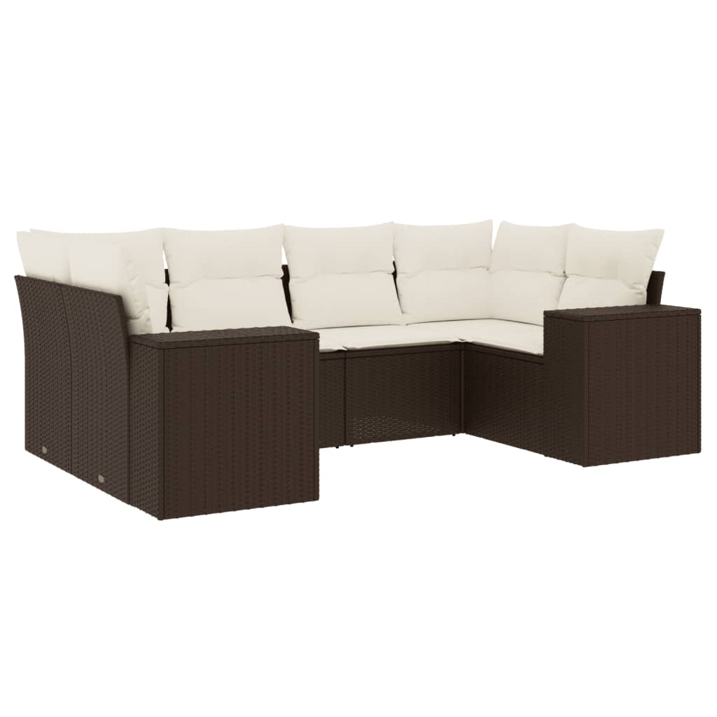 6 részes barna polyrattan kerti ülőgarnitúra párnával