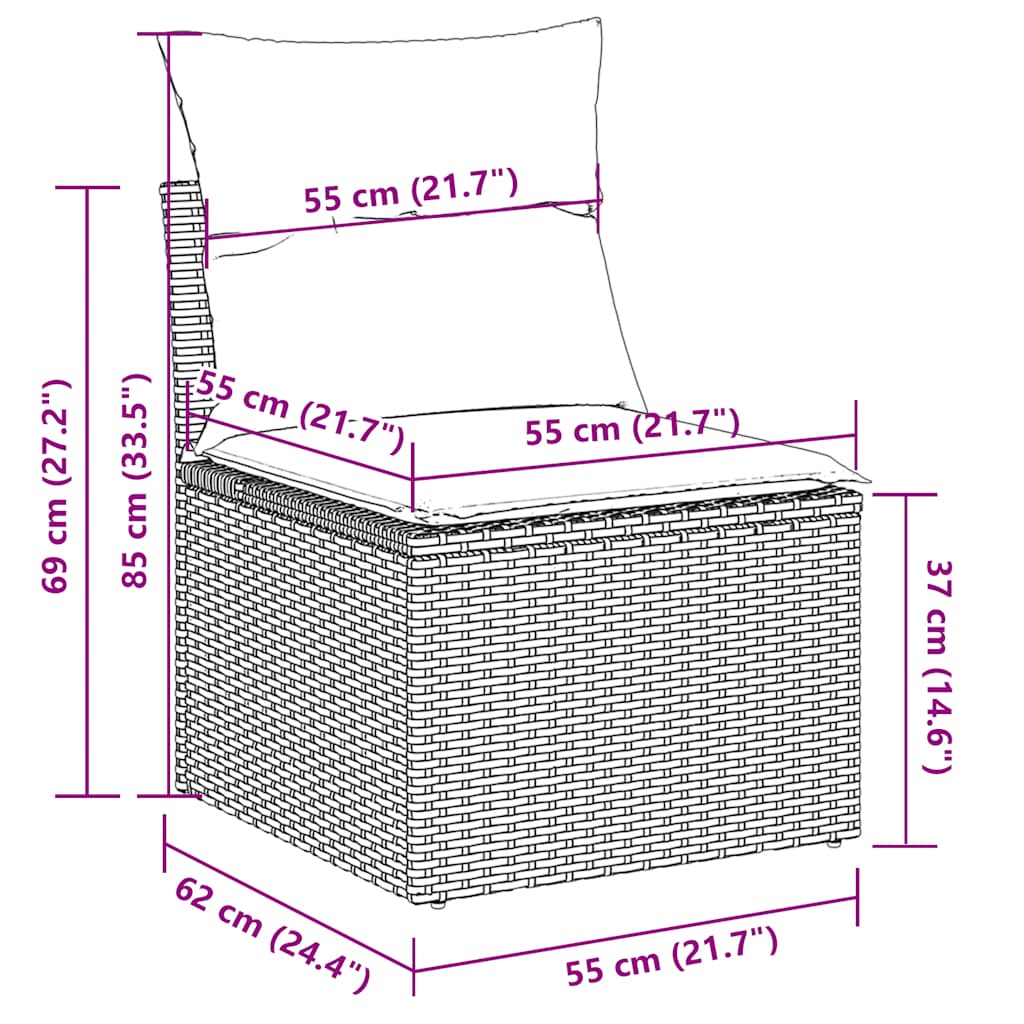 10 részes világosszürke polyrattan kerti ülőgarnitúra párnákkal