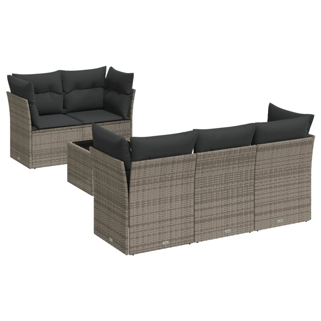 6 részes szürke polyrattan kerti ülőgarnitúra párnákkal