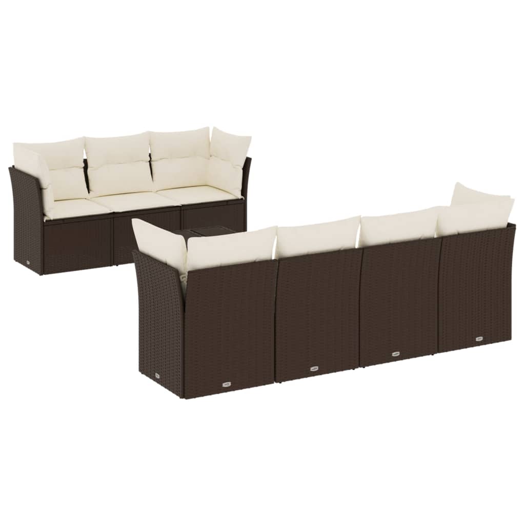 8 részes barna polyrattan kerti ülőgarnitúra párnákkal