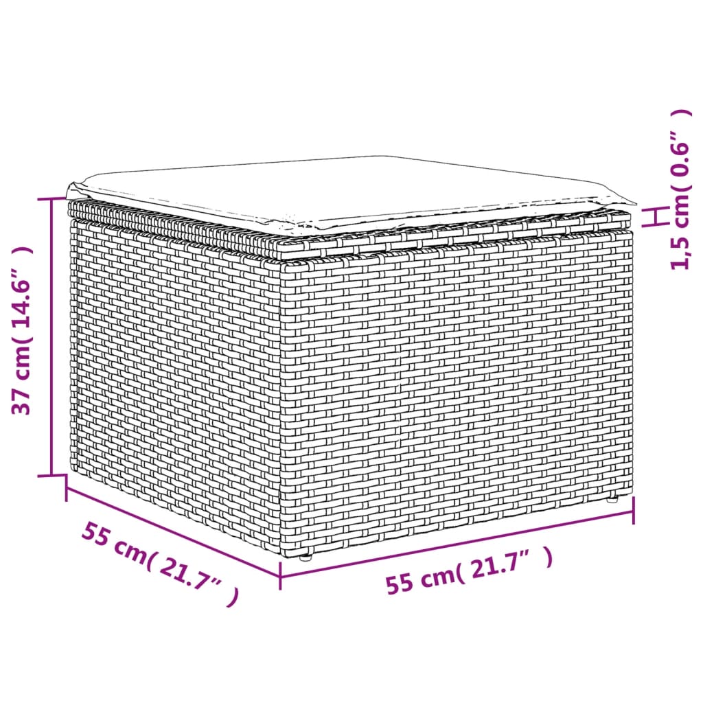 8 részes fekete polyrattan kerti ülőgarnitúra párnákkal