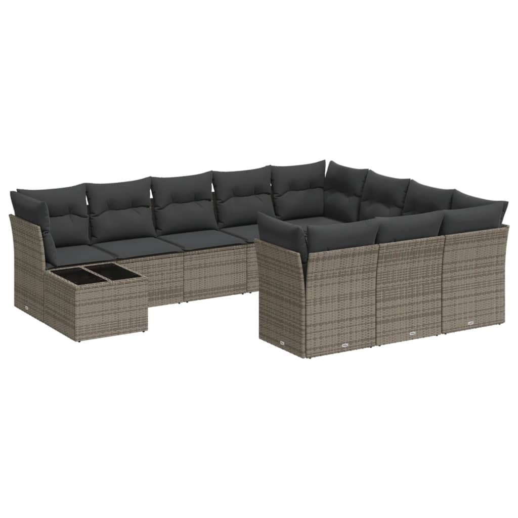11 részes szürke polyrattan kerti ülőgarnitúra párnákkal