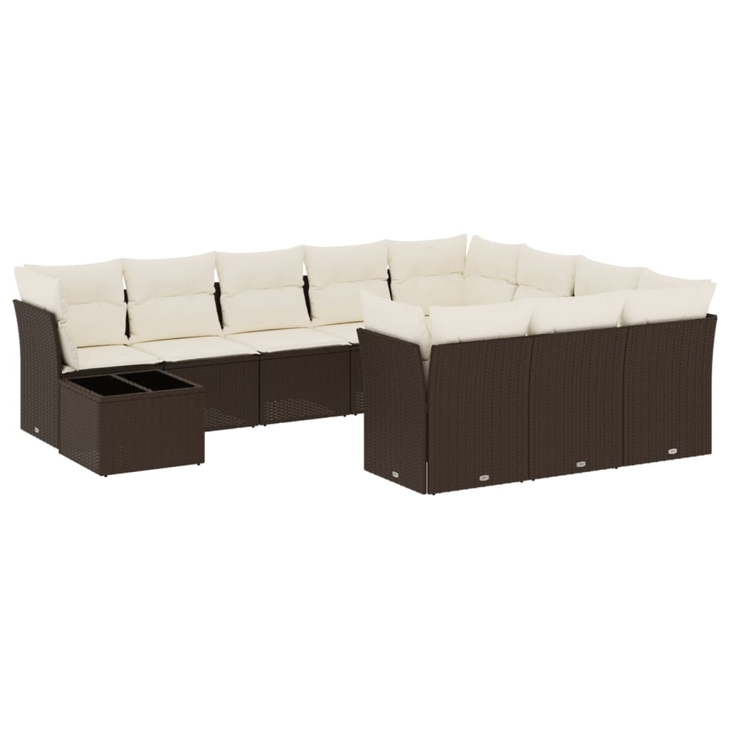 11 részes barna polyrattan kerti ülőgarnitúra párnákkal